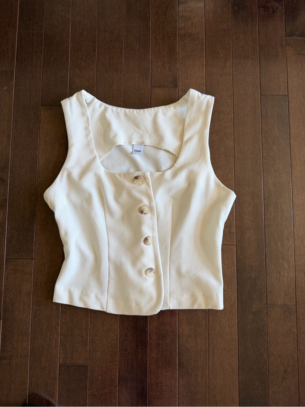 twik Cream Button-Front Square Neck Camisole